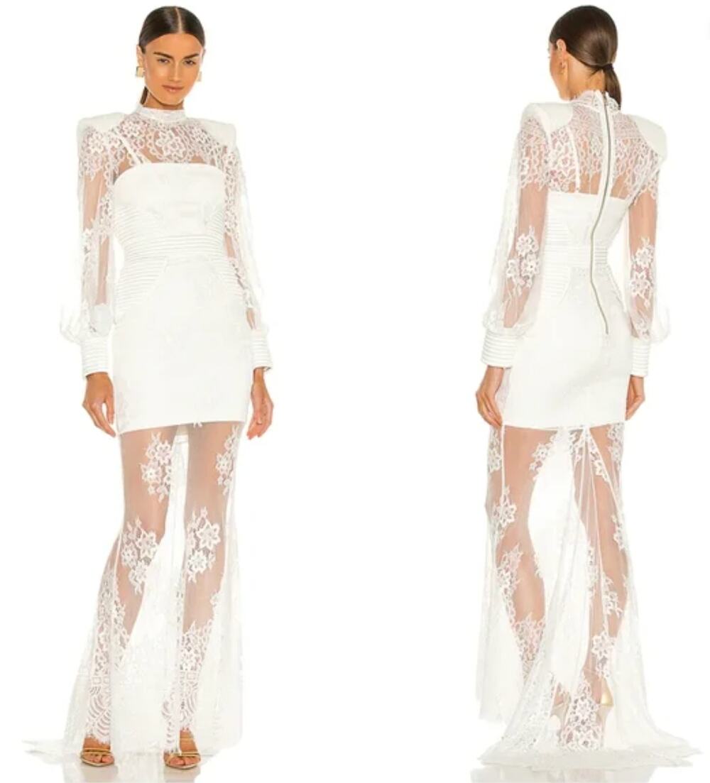 ZHIVAGO 6 white lace long sleeve tomorrow gown